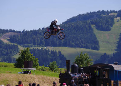 Motocross jump over a moving train